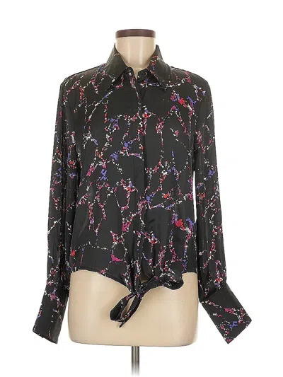 Pre-owned Elan Long Sleeve Blouse In Black