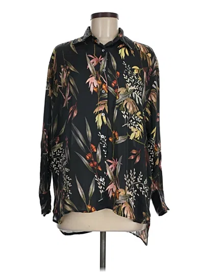 Pre-owned Elan Long Sleeve Blouse In Black