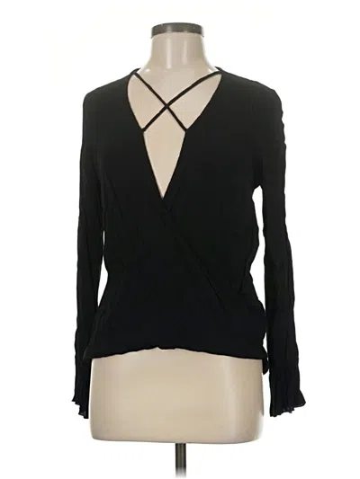 Pre-owned Elan Long Sleeve Blouse In Black