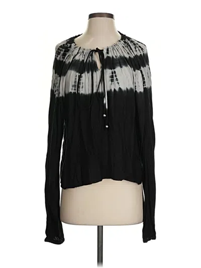 Pre-owned Elan Long Sleeve Blouse In Black