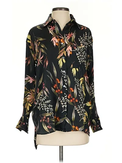 Pre-owned Elan Long Sleeve Blouse In Black