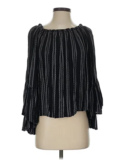 Pre-owned Elan Long Sleeve Blouse In Black