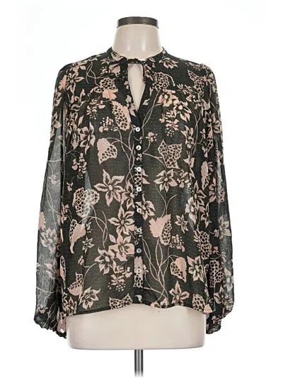 Pre-owned Elan Long Sleeve Blouse In Black