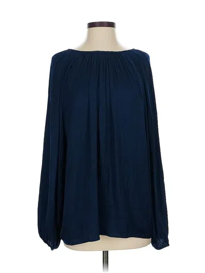 Pre-owned Elan Long Sleeve Blouse In Blue