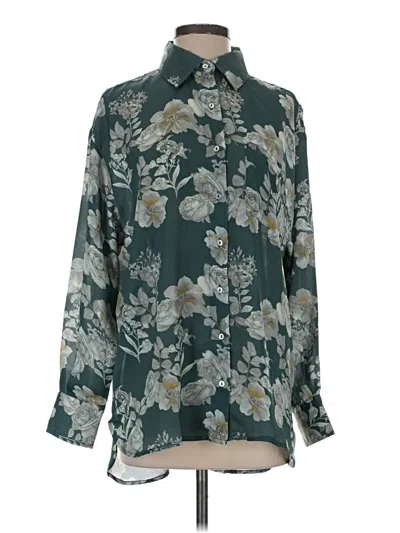 Pre-owned Elan Long Sleeve Blouse In Blue