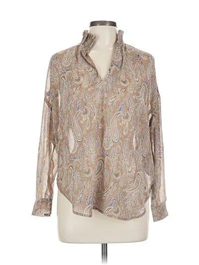 Pre-owned Elan Long Sleeve Blouse In Brown