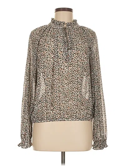 Pre-owned Elan Long Sleeve Blouse In Brown