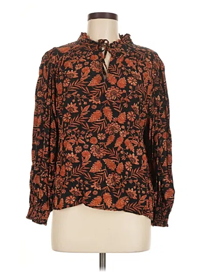 Pre-owned Elan Long Sleeve Blouse In Brown