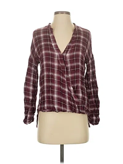 Pre-owned Elan Long Sleeve Blouse In Burgundy
