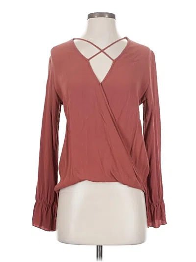 Pre-owned Elan Long Sleeve Blouse In Burgundy