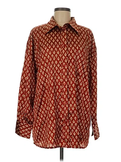 Pre-owned Elan Long Sleeve Blouse In Burgundy