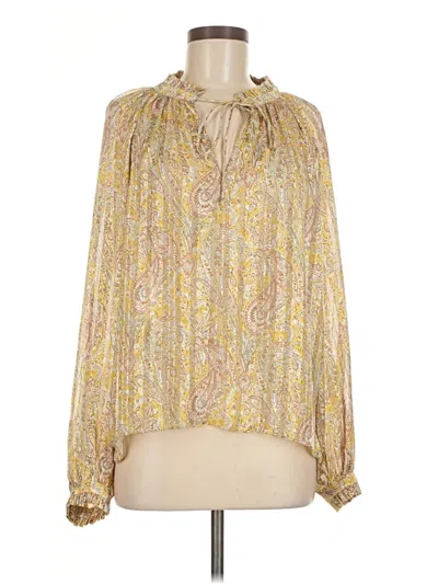 Pre-owned Elan Long Sleeve Blouse In Gold