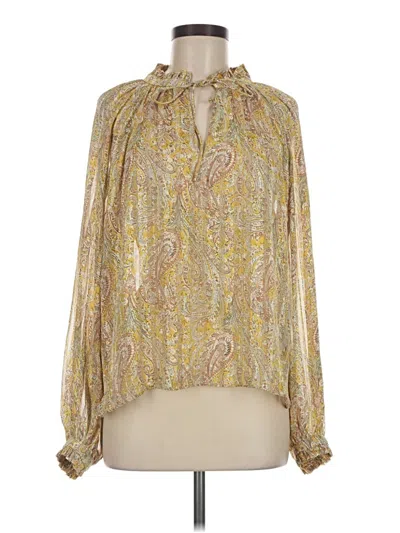 Pre-owned Elan Long Sleeve Blouse In Gold