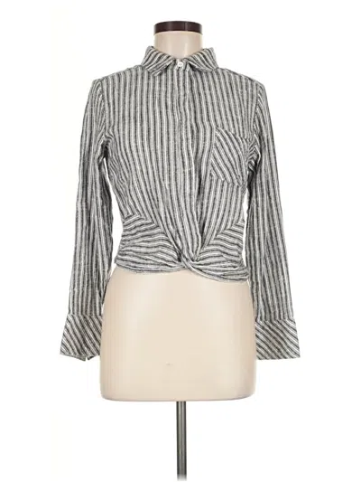 Pre-owned Elan Long Sleeve Blouse In Gray
