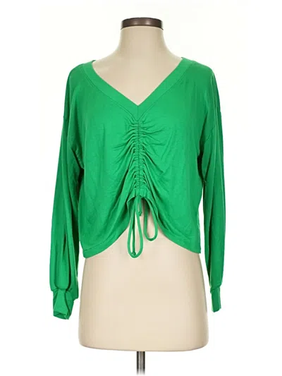 Pre-owned Elan Long Sleeve Blouse In Green