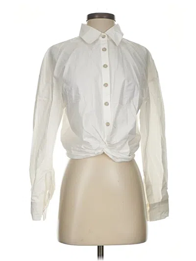 Pre-owned Elan Long Sleeve Blouse In Ivory