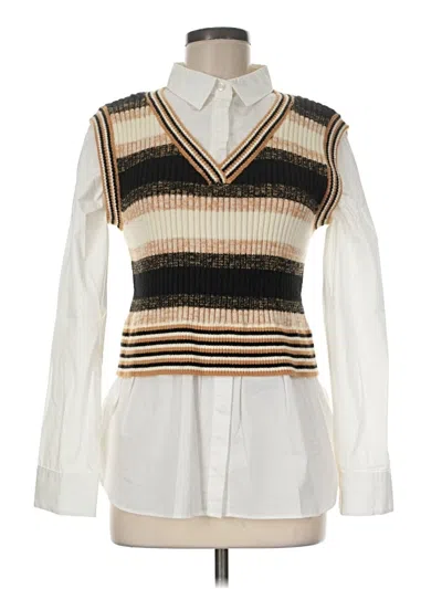 Pre-owned Elan Long Sleeve Blouse In Ivory