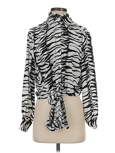 Pre-owned Elan Long Sleeve Blouse In Silver