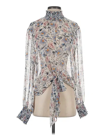 Pre-owned Elan Long Sleeve Blouse In Silver