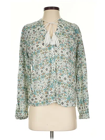 Pre-owned Elan Long Sleeve Blouse In Teal