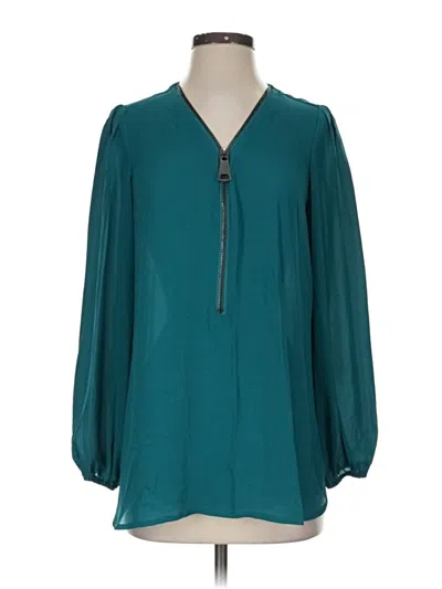 Pre-owned Elan Long Sleeve Blouse In Teal