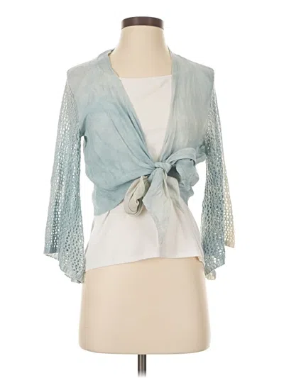Pre-owned Elan Long Sleeve Blouse In Teal