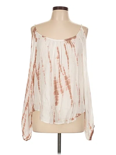 Pre-owned Elan Long Sleeve Blouse In White