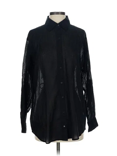 Pre-owned Elan Long Sleeve Button Down Shirt In Black