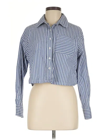 Pre-owned Elan Long Sleeve Button Down Shirt In Blue