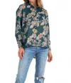 Elan Long Sleeve Button Down Shirt In Green Floral In Green