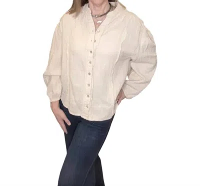 Elan Long Sleeve Button Down Top In Natural In Neutral