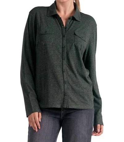 Elan Silly For Soft Button Down Shirt In Olive In Green