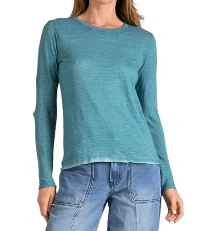 Elan Long Sleeve Crewneck Top In Peacock (teal) In Blue