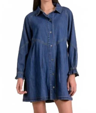 Elan Long Sleeve Denim Shirtdress In Blue