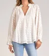 Elan Cotton Eyelet Blouse In White