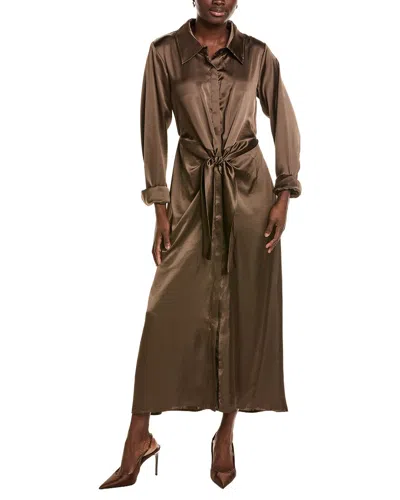 Elan Long Sleeve Maxi Dress In Brown