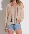 Elan Long Sleeve Peasant Blouse In Natural