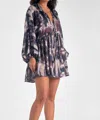 Elan Long Sleeve Print Dress In Blue Marble In Multi