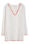 Elan Long Sleeve Sheer Open Stitch Cover-up Dress In White