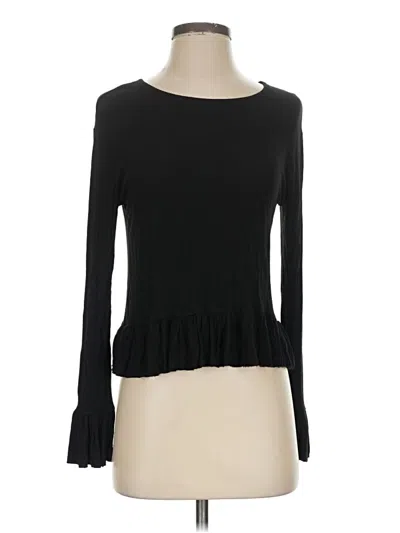 Pre-owned Elan Long Sleeve Top Black Boatneck Tops