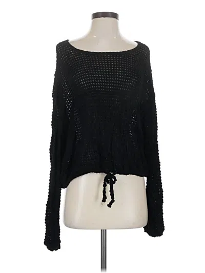 Pre-owned Elan Long Sleeve Top Black Boatneck Tops