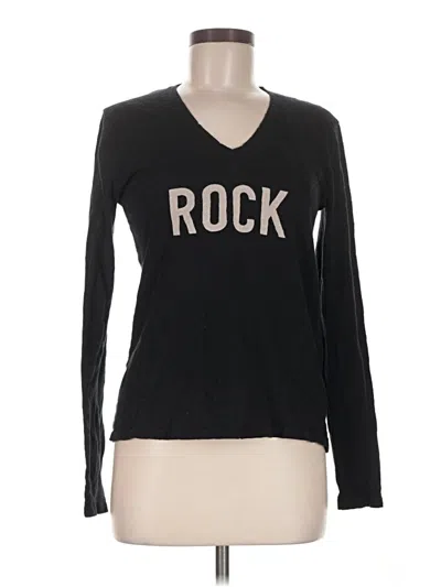 Pre-owned Elan Long Sleeve Top Black V-neck Tops