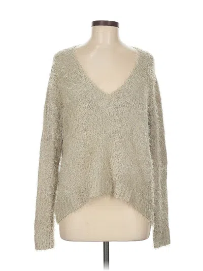 Pre-owned Elan Long Sleeve Top Gray V Neck Tops