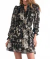 Elan V Neck A Line Mini Dress In Black