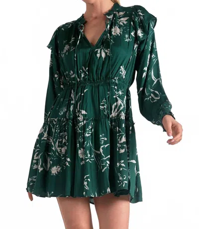 Elan Long Sleeve V-neck Dress In Jade Toulouse In Green