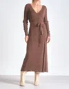 Elan Long Sleeve Wrap Dress In Brown In Brown