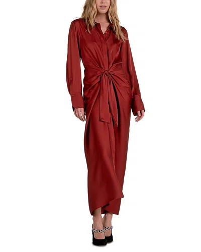 Elan Long Sleeve Wrap Maxi Dress In Red