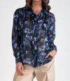 Elan Floral Blouse In Blue Watercolor In Blue