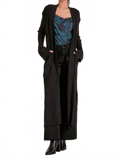 Elan Long Sweater Cardigan In Black