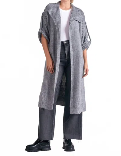 Elan Long Sweater Cardigan In Charcoal In Gray